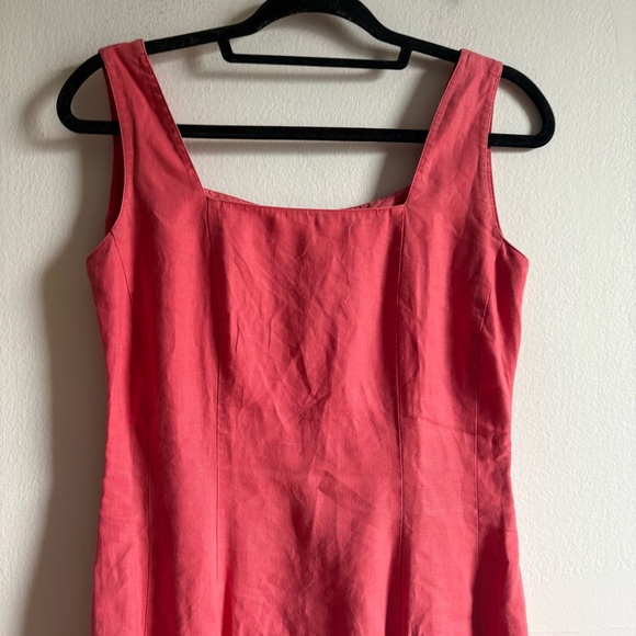 Laura Ashley Sz 6 Vintage Linen Coral Pink Sleeveless Casual Dress - Picture 3 of 10